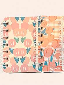 1pc Random Mini Portable Pocket Notebook, Vintage Floral Cute Small Notebook, A7 Size, 80 Pages, Cute Stationery, Scrapbook Diary, Suitable For Students - Pink - View 4