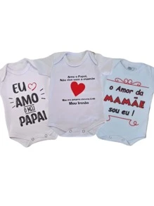 Body Infantil Manga Curta Branco Temático Bebê Frase Divertida100% Suedine - Vermelho - Visão 3