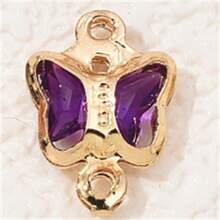 10 Peças Pingente de Cristal de Vidro Borboleta Dourada com Borda de Cobre, Peça Conector de Alça Dupla para Brincos, Colares, Pulseiras - Multicolorido - Visão 11