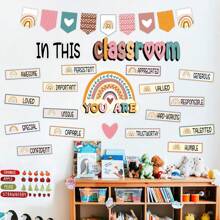 1pc Classroom Bulletin Board Decorations Set - Boho Rainbow Motivational Words Cutouts Bulletin Decorations For Teachers School Classroom Bulletin Board Back To School - Multicolor - View 7