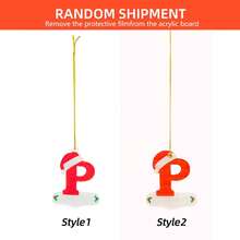 1pc Christmas Initial With Red Hat Letter Decoration, DIY Christmas Tree Hanging Decoration Personalized Pendant Gift - Red - View 8