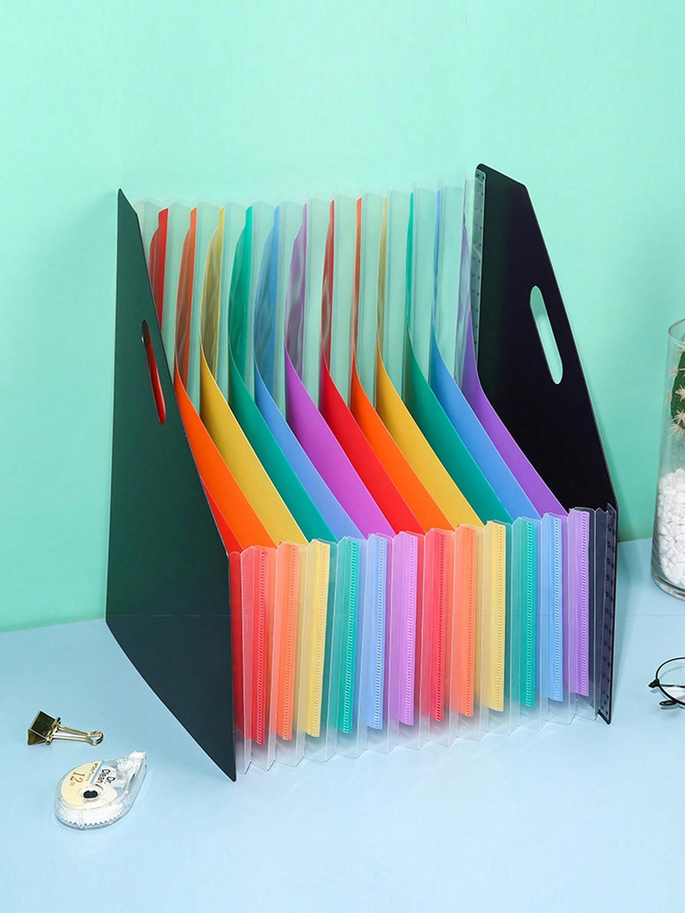13 Pockets A4 Accordion File Folder With Expandable Design, Standing Upright For File Collection