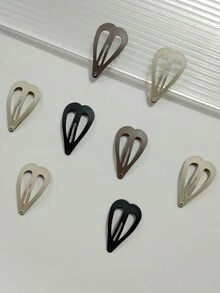 8 件裝女式咖啡色霧面 Bb 夾金屬瀏海碎髮夾霧面烤漆髮夾髮飾 - 彩色 - 查看 3