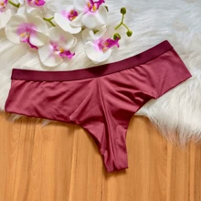 Plus Size Panties - 酒紅色 - 查看 1