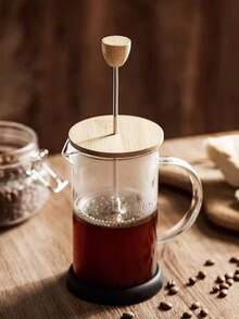 1pc 350ml/11.8oz French Press Coffee Maker, Hand Pressed Coffee Pot, Filter Cup, Tea Maker - Apricot - View 3