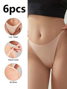 6pcs Comfortable And Breathable Seamless T-Back Sexy G-Strings - Khaki - View 4