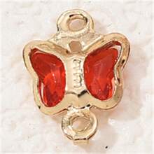 10 Peças Pingente de Cristal de Vidro Borboleta Dourada com Borda de Cobre, Peça Conector de Alça Dupla para Brincos, Colares, Pulseiras - Multicolorido - Visão 12