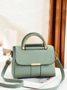 迷你金屬手把橫掛肩背包,pu皮紋理桶包,經典多用途時尚肩包