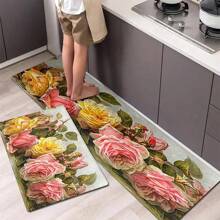 1pc Fluffy Crystal Velvet Kitchen/Bathroom/Entrance/Bedside/Floor Mat Random Delivery - Oil - View 1