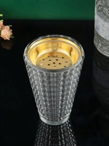 Lư hương thủy tinh họa tiết sóng tròn - Vàng - Trong sáng - Xem 6