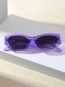 1pc Men's Polygon Cat Eye Narrow Frame Fashion Glasses With High-End Appearance, Suitable For Driving And Street Photography - Multicolor - View 1