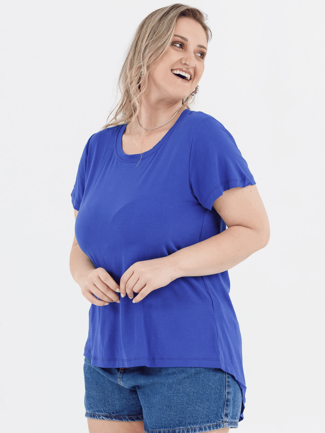 Plus Size Blouses - כחול מלכותי - ראה 1