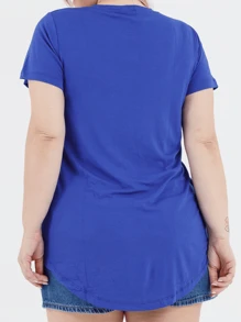Plus Size Blouses - כחול מלכותי - ראה 3