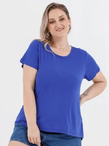 Plus Size Blouses - כחול מלכותי - ראה 2