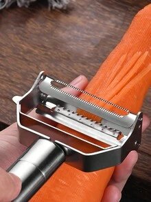 1pc Stainless Steel 3-In-1 Fruit Peeler Kitchen Tool With Sawtooth Cutter, Slicer And Core Remover - Silver - View 4