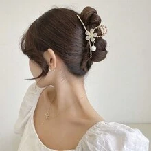 1 件女士金屬髮夾,奢華水鑽鑲嵌髮飾 - 金色 - 查看 9