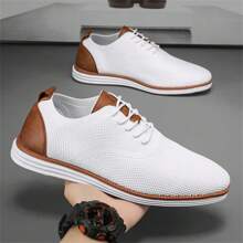 Hello MrLin Men's Mesh Dress Sneakers Oxfords Business Casual Walking Shoes Tennis Comfortable - trắng - Xem 4