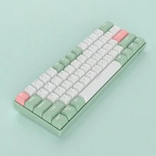 MageGee Star61 Mini 60% RGB 電競機械鍵盤，61 鍵有線熱插拔多裝置電競鍵盤，配備客製化橘貓軸，適用於筆記型電腦、平板電腦及電競玩家 - 綠白混搭 - 查看 11