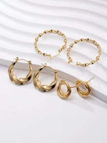 Conjunto De Aretes Chapados En Oro De 18k - Dorado - Ver 1