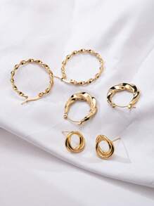 Conjunto De Aretes Chapados En Oro De 18k - Dorado - Ver 2
