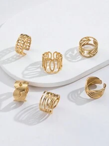 1pc New 18k Gold Plated Design Stainless Steel Women's Ring Party Style Gift