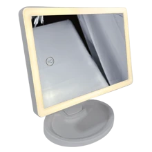 FD Espejo de maquillaje con luces LED, rotación libre de 180 grados, pantalla táctil de brillo ajustable, recargable por USB - Blanco - Ver 4