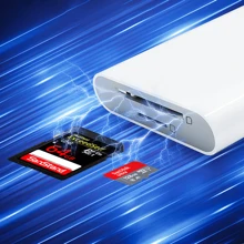 支援iPhone，iPad，相機和投影機的SD卡讀卡器；雙卡槽用於SD卡和TF卡；便攜迷你SD卡轉接器 - lightning 和 typeC - 查看 3