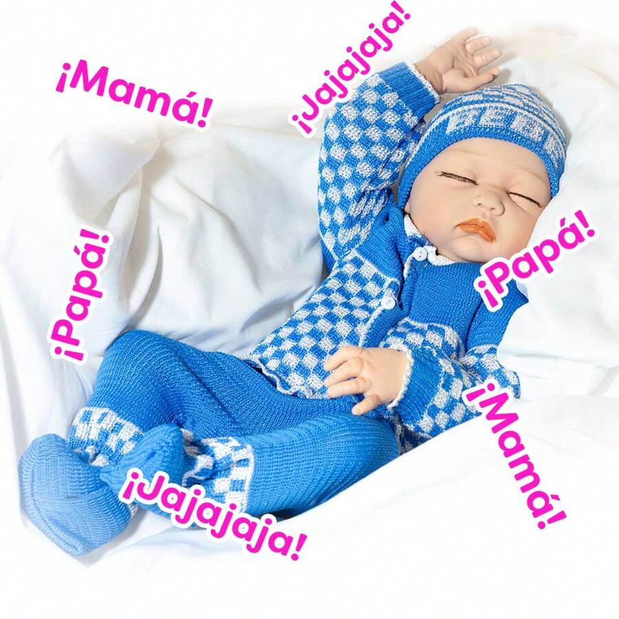 Muñeco Bebe Prematuro Dormido Premium Con Sonido+ Accesorios 50 cm - azul real - Ver 1