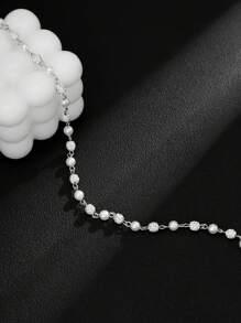 1pc Fashionable Punk Style Simple Water Droplet Rhinestone & Faux Pearl Necklace For Men, Daily Wear, Gift For Friends/Festivals
