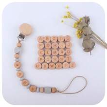 5pcs/Set New Creative Cartoon Style Wooden Beads With English Alphabets For Children's Diy Jewelry Making - Grey - View 3