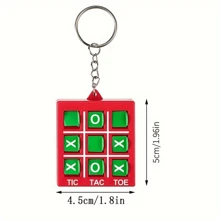 1pc Unisex XO Tic Tac Toe Design Random Color Mini Keychain, Educational Retro Toy Accessory - Multicolor - View 3