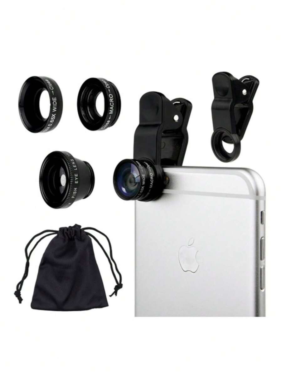 3 In 1 Cell Phone Lenses Kit For Photos With Fisheye, Wide Angle And Macro - 彩色 - 查看 1