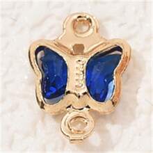 10 Peças Pingente de Cristal de Vidro Borboleta Dourada com Borda de Cobre, Peça Conector de Alça Dupla para Brincos, Colares, Pulseiras - Multicolorido - Visão 14