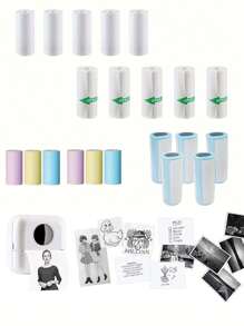 迷你熱感式印表機貼紙紙張,迷你打印機貼紙尺寸為57 X 25mm,迷你口袋印表機貼紙適用於大多數兒童即時相機,兒童即時相機補充迷你印表機紙 - 彩色 - 查看 1