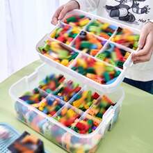 1 件裝小顆粒玩具分類收納盒,適用於兒童積木及零件分類、網格分離 - 橄欖綠 - 查看 3