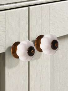 1入組附帶4個螺絲的塑料抽屜手柄，適用於衣櫥、櫥櫃、家具櫥 - 白色 - 查看 4