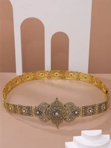 1 件高加索風格金屬腰鍊,宮廷雕刻設計,女式婚紗珠寶腰帶,長度可調節 - 古銀 - 查看 9