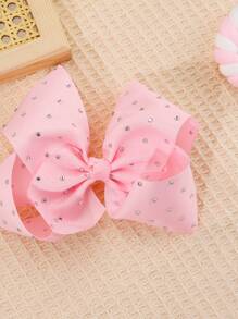 1入可愛粉色大蝴蝶結女童發夾,女孩子髮飾配件 - 粉色 - 查看 4