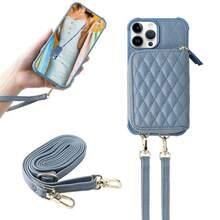 Dây kéo Ốp điện thoại ví Tương thích với iPhone 15 , 15 , 15 , 15 Hơn Với Ly Bảo vệ màn hình Và RFID Chặn , Flip Da Túi xách tay Vỏ điện thoại Với Card Slot , Có thể tháo rời Túi đeo chéo Dây đeo vai - Màu xanh nhạt - Xem 1