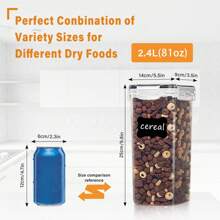 THELIFE 3/6 Pezzi Grandi Contenitori Per Alimenti Con Coperchio, Capacità Ermetica Da 2,4 L/81oz Per Farina, Zucchero, Forniture Per La Cottura E Conservazione Di Cibo Secco, Barattoli In Plastica Privi Di Bpa Per L'organizzazione Della Dispensa Della Cucina, Accessori Per La Cucina