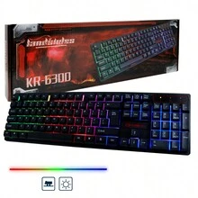 Teclado Gamer de Membrana con Retroiluminación RGB, Conexión USB para Computadora, PC, Laptop - Negro - Ver 2
