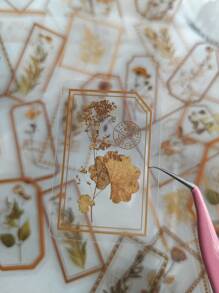 1pack 30pcs Vintage Border & Plant Floral Decoration Stickers, Pet Material, Transparent & Waterproof, For Diy Scrapbooking & Journaling Decor Back To School