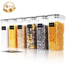 THELIFE 3/6 Pezzi Grandi Contenitori Per Alimenti Con Coperchio, Capacità Ermetica Da 2,4 L/81oz Per Farina, Zucchero, Forniture Per La Cottura E Conservazione Di Cibo Secco, Barattoli In Plastica Privi Di Bpa Per L'organizzazione Della Dispensa Della Cucina, Accessori Per La Cucina