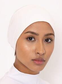 1 件裝女款新款莫代爾頭巾,高彈性,防脫髮,純色 - 白色 - 查看 3