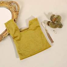 Ins Velvet Knot Handbag Flower Tassel Wrist Bag Korean Festive Sugar Bag Tote Bag Vest Shape Large Capacity Wedding Candy Bag - Green - View 4