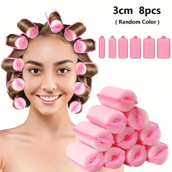 8 st/set svamphårrullar, skumhårrulle sovande hårrullar flexibla hårstylingrullar svamprullar för frisörstyling, stora mjuka skumsvamphårrullar för gör-det-själv-hårstyling - perfekt för kvinnor - skapa vackra lockar och vågor (slumpmässig färg)