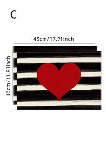 情人節亞麻餐墊,心形和花朵圖案餐桌裝飾,適用於餐桌和茶几,耐熱防污 - 彩色 - 查看 7