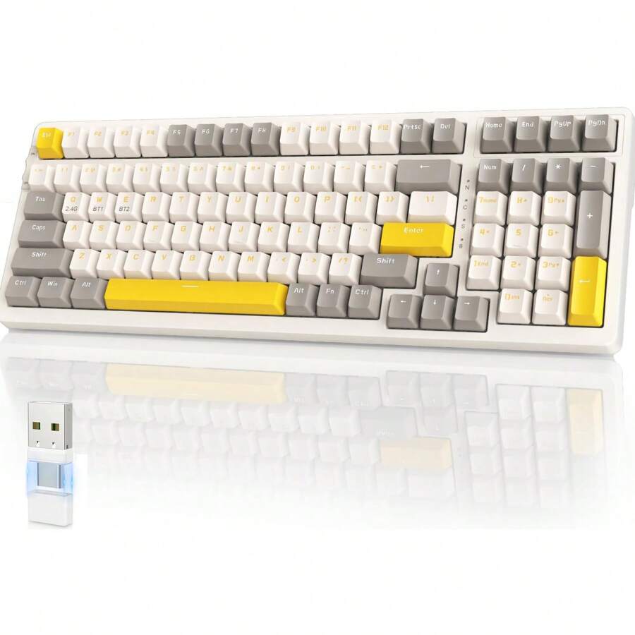 K96 Wireless Mechanical Keyboard,Bluetooth/2.4Ghz Wireless,Type C/USB A ...