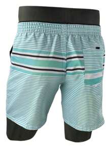 Short Bermuda  Estampado 3 Risca Masculino Tactel Básico Praia