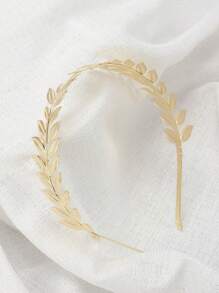 1件女士波西米亚风金色合金发箍，饰有凯撒皇冠和树叶造型装饰，适合日常和派对佩戴，优雅的头饰，情人节配饰